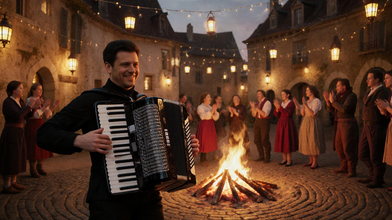 Quel instrument de musique est typiquement associé à la musique folklorique française?