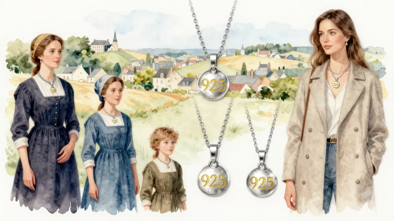 Séquence générationnelle de femmes françaises portant des bijoux en argent 925, stylisée à l'aquarelle.