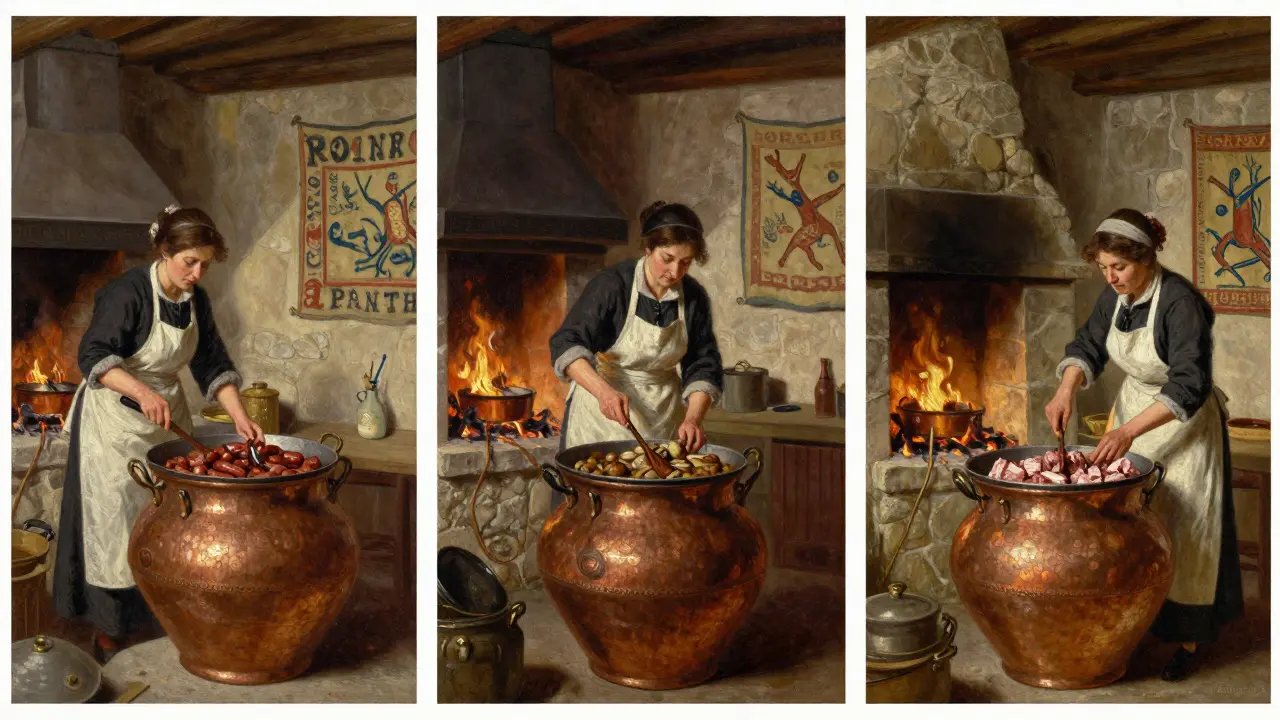 Trois cuisines traditionnelles du sud-ouest de la France préparant chacune leur version du cassoulet.