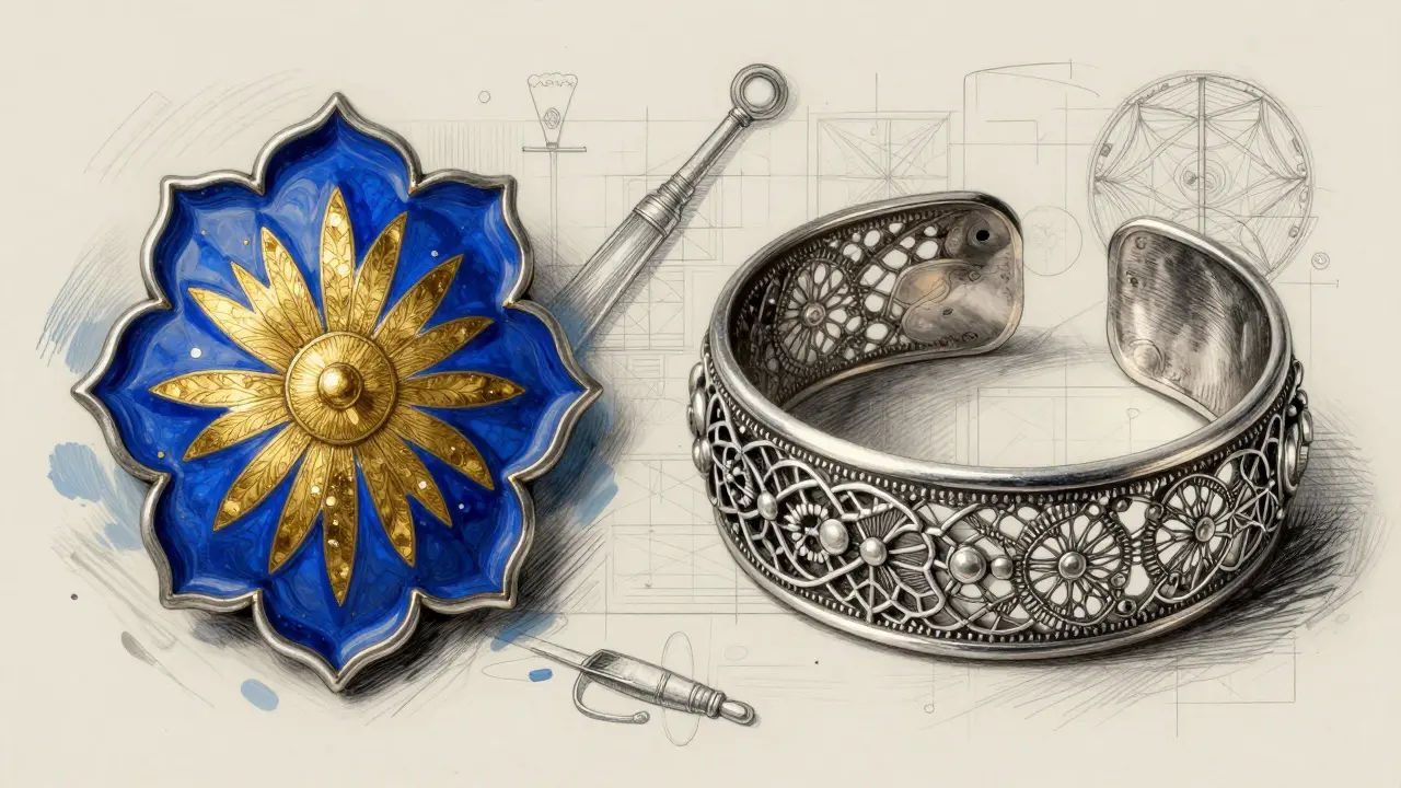 Bijoux traditionnels français émail et filigrane